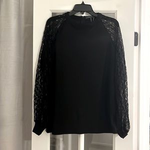 Black Blouse with Lace Sleeves